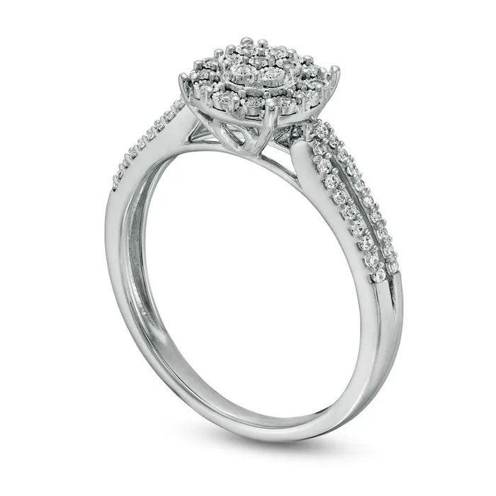 020 CT TW Composite Natural Diamond Loop Shank Promise Ring in Sterling Silver Goldia Rings