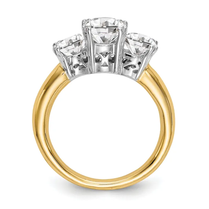 100ct CZ Solid Real 14K Twotone 3Stone Engagement Ring Goldia Rings