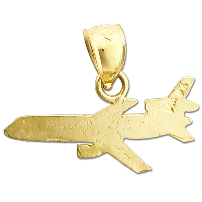 14K Gold 22MM Passenger Airplane Charm Goldia Charm Necklaces
