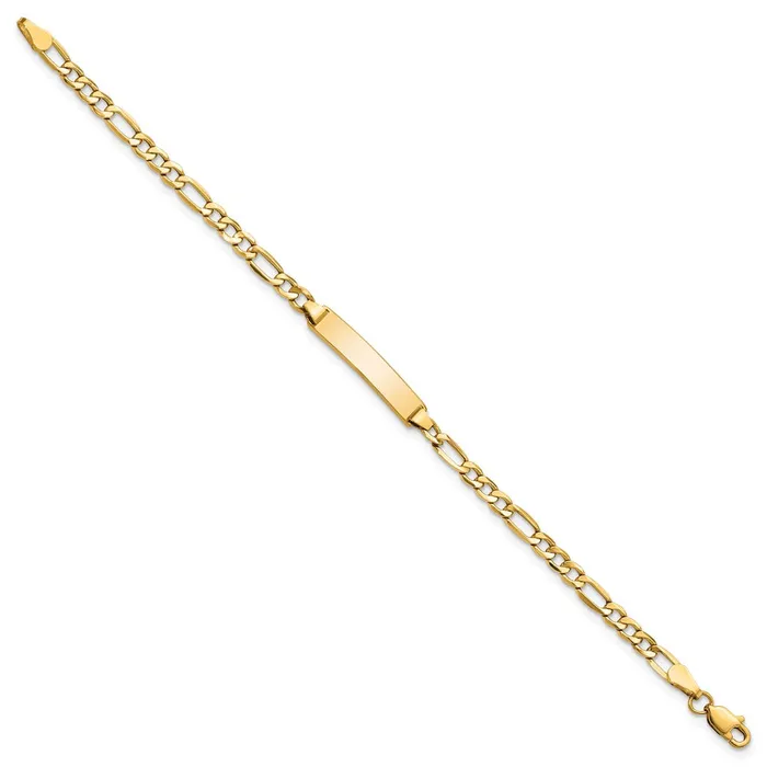 Bracelets MDS 14k SemiSolid Figaro Link ID Bracelet