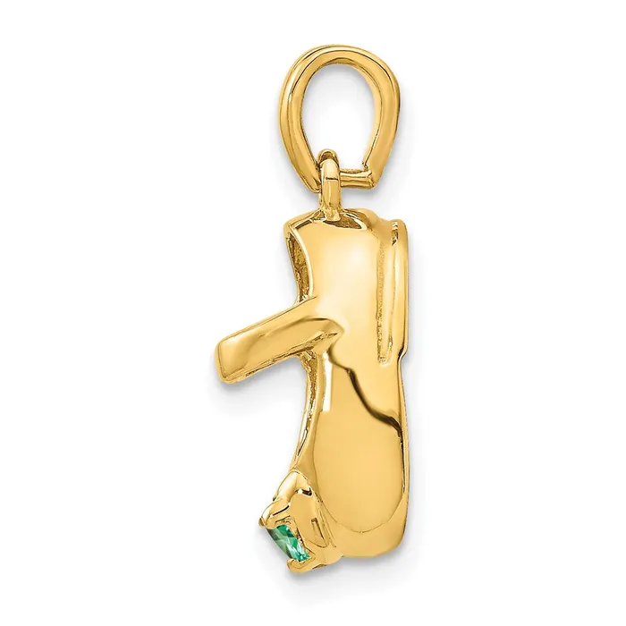 Charm Necklaces Goldia 14k Yellow Gold 3D MaySynthetic Stone Engraveable Baby Shoe Charm