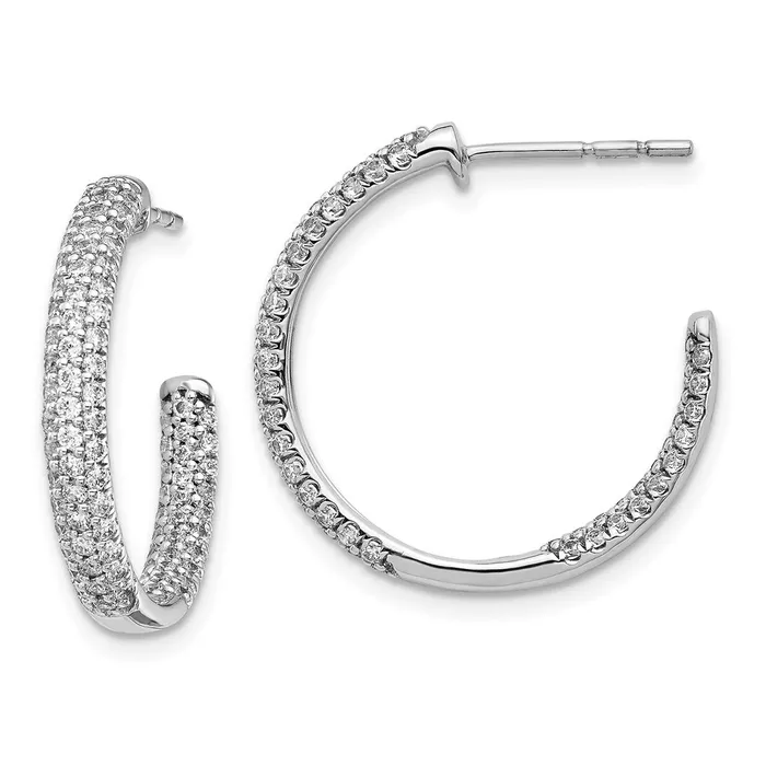 Earrings Goldia 14k White Gold Real Diamond InOut Hoop Post Earrings