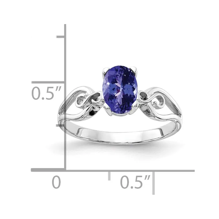 Goldia 14k White Gold 8x6mm Oval Tanzanite ring Rings