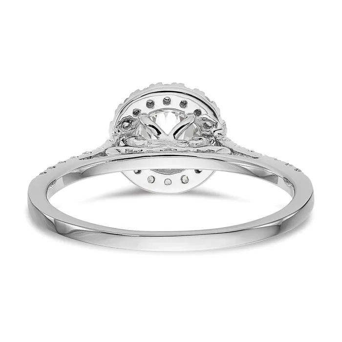 Goldiacom 14k White Gold Round Halo Simulated Diamond Engagement Ring Rings