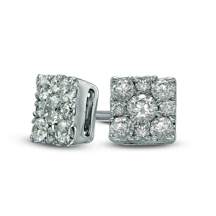Goldia Earrings 025 CT TW Composite Diamond Square Stud Earrings in 10K White Gold