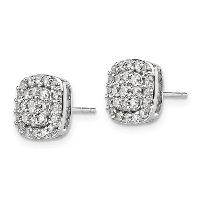 Goldia Earrings 14k White Gold 78 Ct Lab Grown Diamond VSSI G Square Halo Post Earrings
