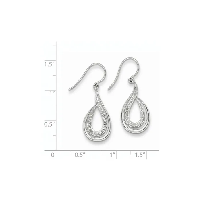 Goldia Earrings Sterling Silver Rhodium Plated Diamond Dangle Earrings