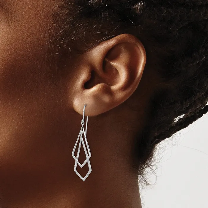 Goldia Earrings Sterling Silver Rhodium Plated Diamond Dangle Earrings