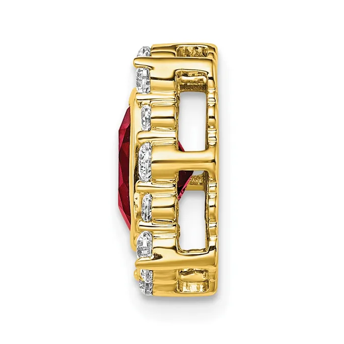 Goldia PreStyled Sets 14K Yellow Gold Lab Grown Real Diamond SI1SI2 G H I Lab Created Ruby Square Pendant
