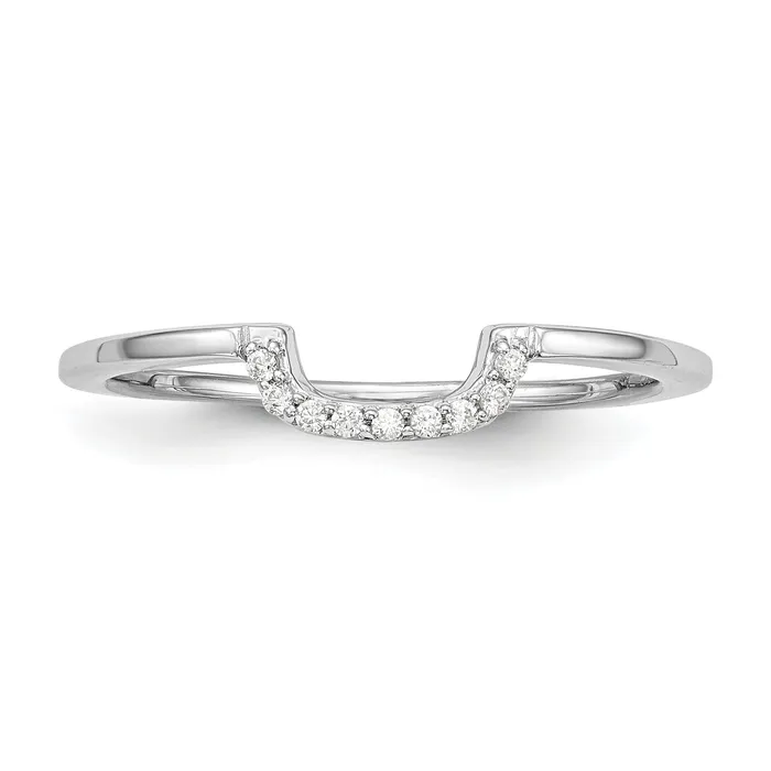 Goldia Rings 005ct CZ Solid Real 14k White Gold Contour Wedding Band Ring