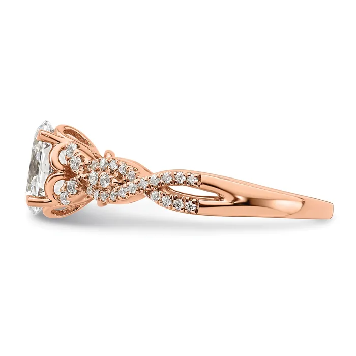 Goldia Rings 100ct CZ Solid Real 14k Rose Polish 1ct Criss Cross Oval Engage Dia Ring