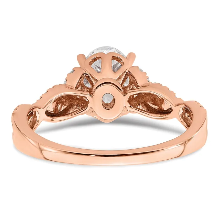 Goldia Rings 100ct CZ Solid Real 14k Rose Polish 1ct Criss Cross Oval Engage Dia Ring