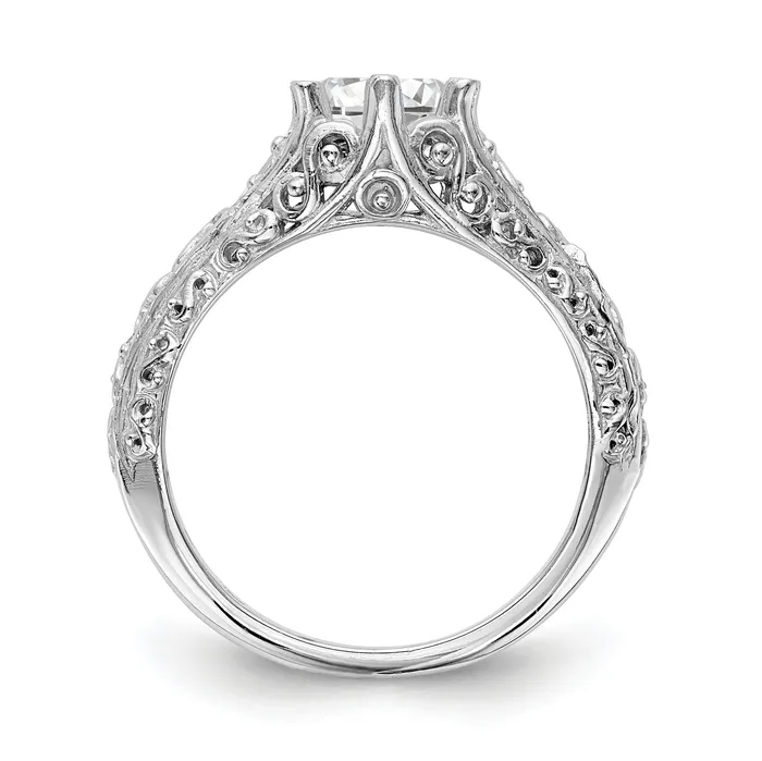 Goldia Rings 125ct CZ Solid Real 14k White Gold Round Solitaire Engagement Ring