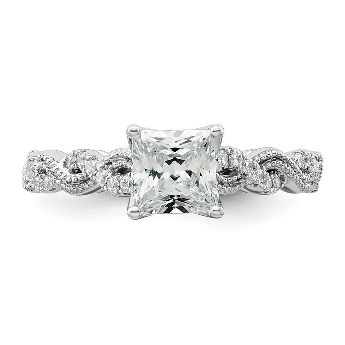 Goldia Rings 14k White Gold 15 Ct Lab Grown Diamond VSSI G 1 Ct Center Princess Engagement Ring