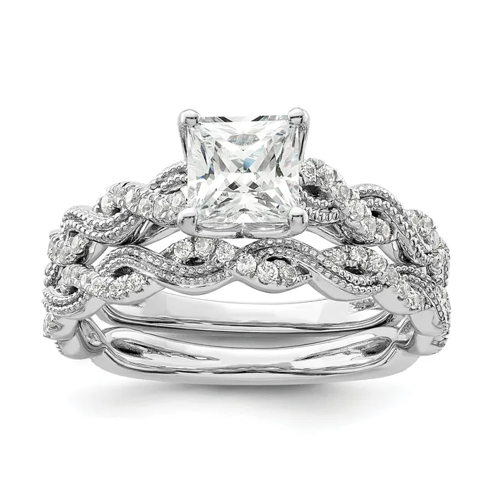 Goldia Rings 14k White Gold 15 Ct Lab Grown Diamond VSSI G 1 Ct Center Princess Engagement Ring