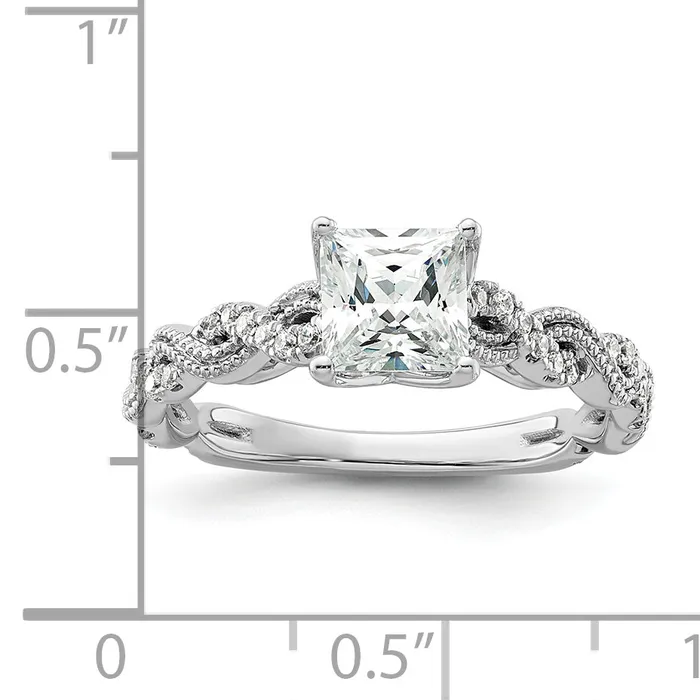 Goldia Rings 14k White Gold 15 Ct Lab Grown Diamond VSSI G 1 Ct Center Princess Engagement Ring