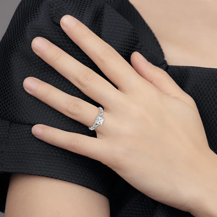 Goldia Rings 14k White Gold 15 Ct Lab Grown Diamond VSSI G 1 Ct Center Princess Engagement Ring