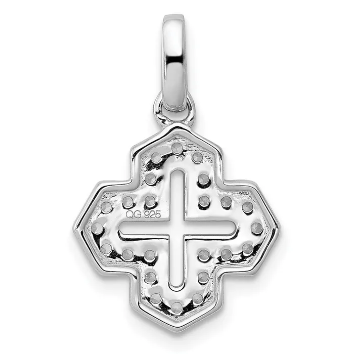 Goldia Solid 14k White Gold 14ct Simulated CZ Fancy Cross Pendant Necklaces