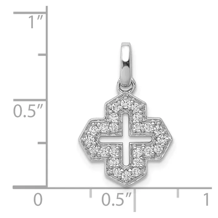 Goldia Solid 14k White Gold 14ct Simulated CZ Fancy Cross Pendant Necklaces