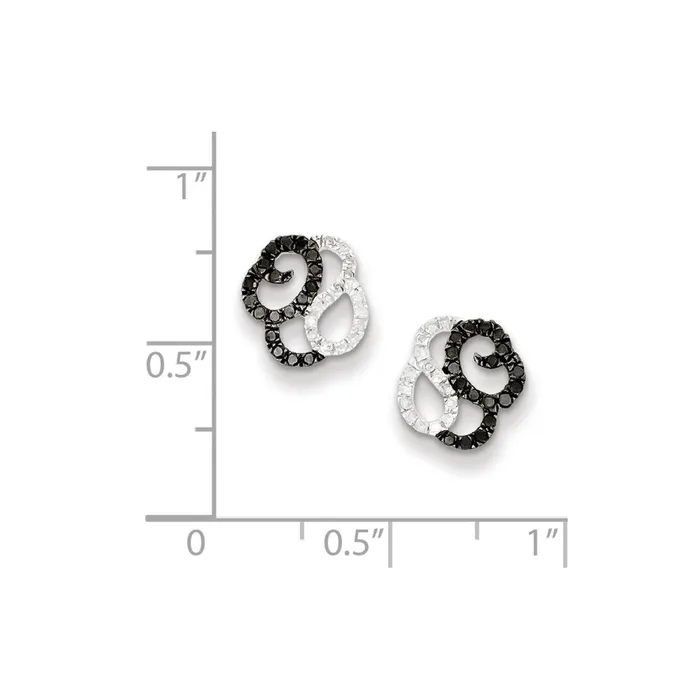 Goldia Sterling Silver Black and White Diamond Earrings Earrings