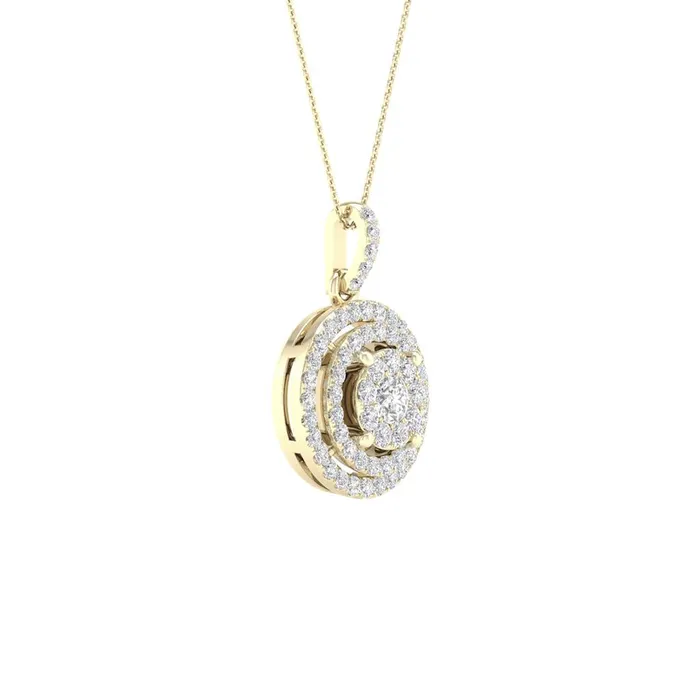 Necklaces gndatlanta 14k Yellow Gold Round Diamond Cluster Pendant 14 Cttw
