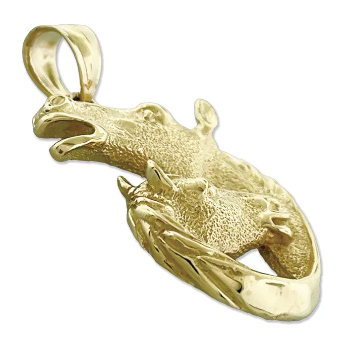 Necklaces Goldia 14K Gold 24MM Double Horse Head Pendant