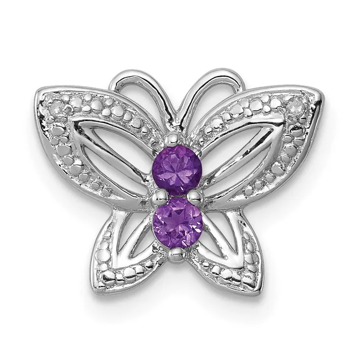 Necklaces Goldia Sterling Silver Rhodiumplated Amethyst u0026 Diamond Pendant