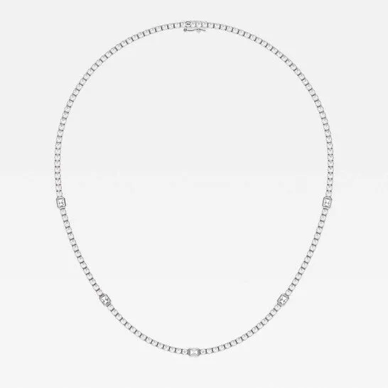 Original Brilliant Diamond 95 cttw 14KT White Gold Prong Setting RadiantCut Lab Grown Diamond Tennis Necklace for WomenVS2 JMS always Necklaces