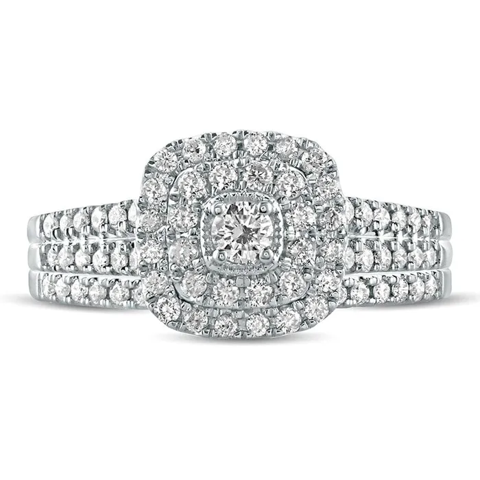 Rings Goldia 063 CT TW Natural Diamond Cushion Frame Split Shank Bridal Engagement Ring Set in Solid 10K White Gold Rings Goldia 063 CT TW Natural Diamond Cushion Frame Split Shank Bridal Engagement Ring Set in Solid 10K White Gold