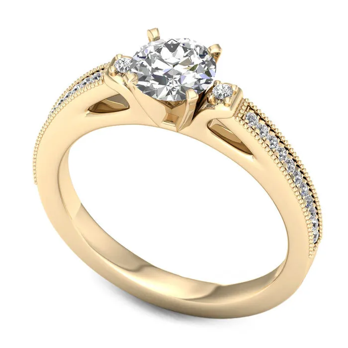 Rings Goldia 10 CT TW Natural Diamond Collar Antique VintageStyle Engagement Ring in Solid 14K Gold Rings Goldia 10 CT TW Natural Diamond Collar Antique VintageStyle Engagement Ring in Solid 14K Gold