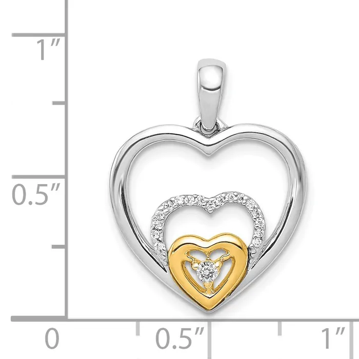Rings Goldia 14k TwoTone Gold 115ct Real Diamond Triple Heart Pendant