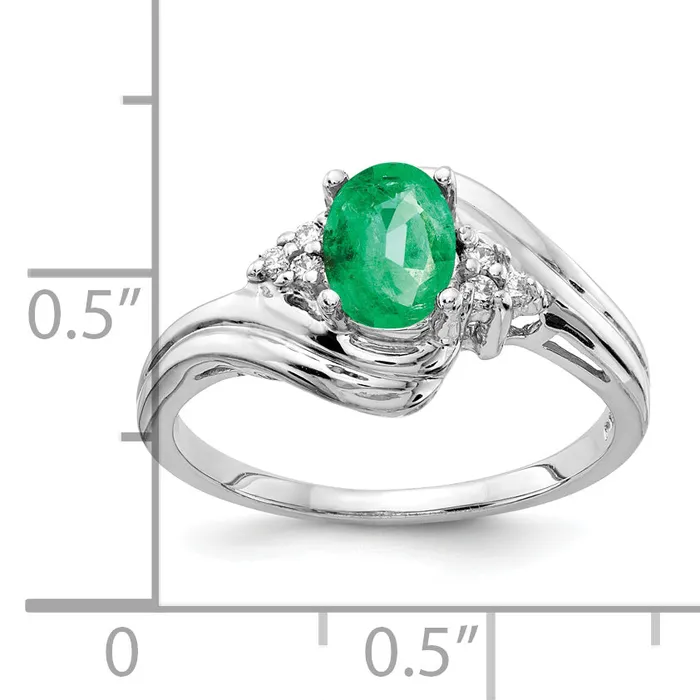 Rings Goldia Solid 14k White Gold 7x5mm Oval Simulated Emerald VS CZ Ring