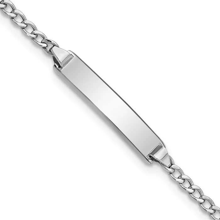 Solid 14K White Gold Polished SemiSolid Cuban ID Bracelet MDS Bracelets