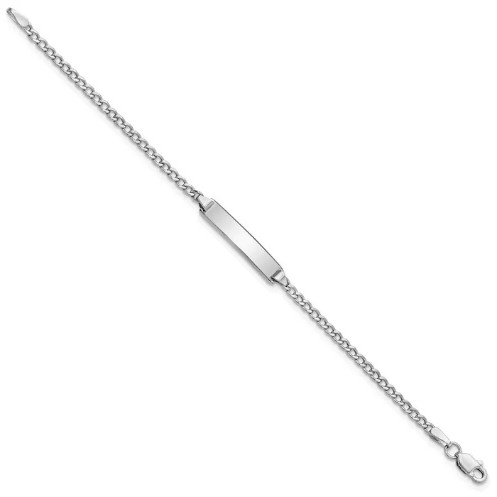 Solid 14K White Gold Polished SemiSolid Cuban ID Bracelet MDS Bracelets