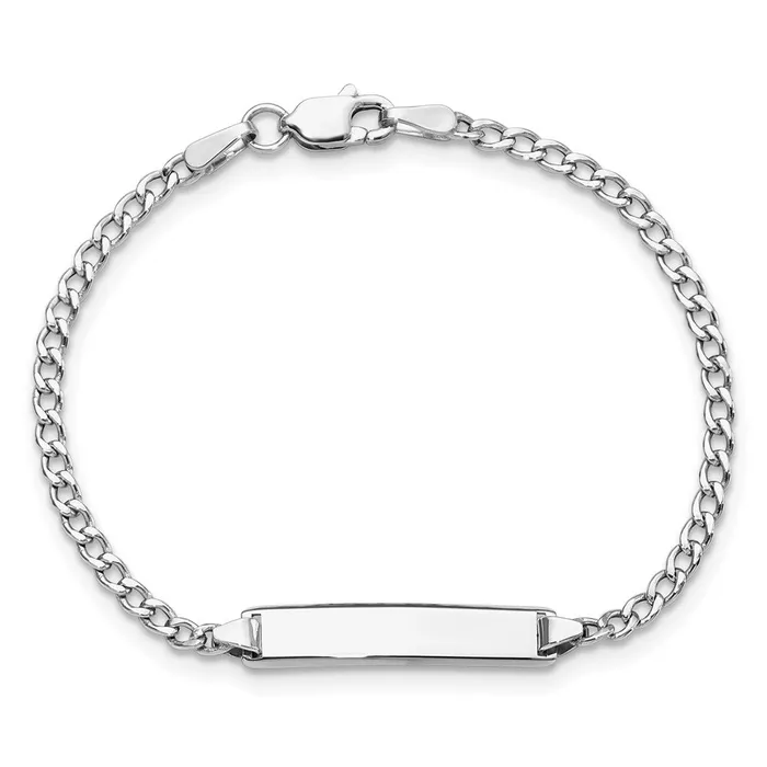 Solid 14K White Gold Polished SemiSolid Cuban ID Bracelet MDS Bracelets