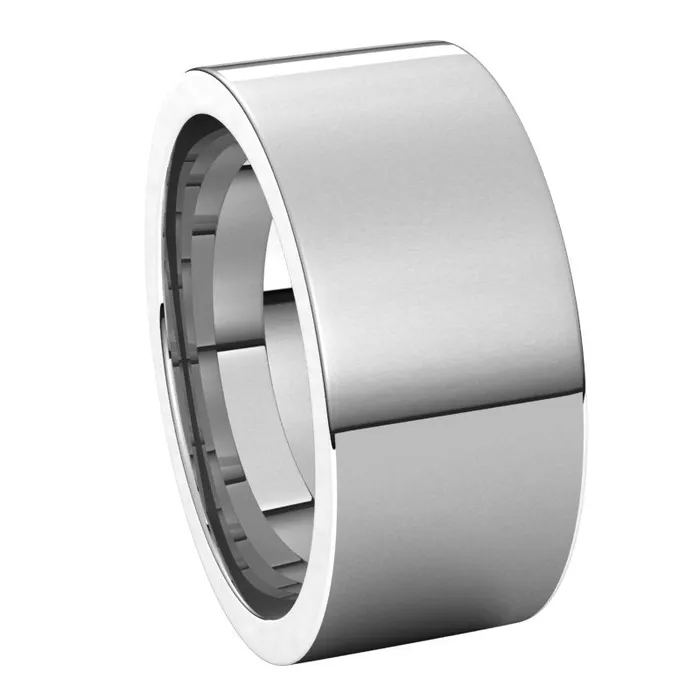 10K White Gold 9 mm flat comfort fit Wedding Band TreasureFineJewelers Rings