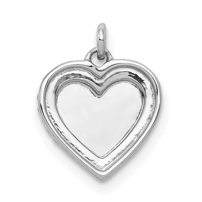 14k White Gold 110ct Diamond Fancy Polished Heart Pendant TreasureFineJewelers Necklaces