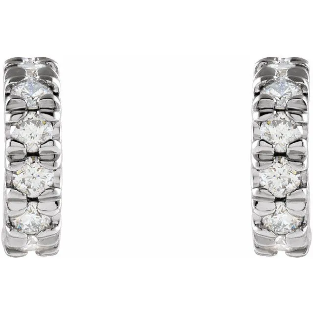 14K White Gold 14 CTW LabGrown Diamond FrenchSet 8 mm Huggie Earrings TreasureFineJewelers Earrings