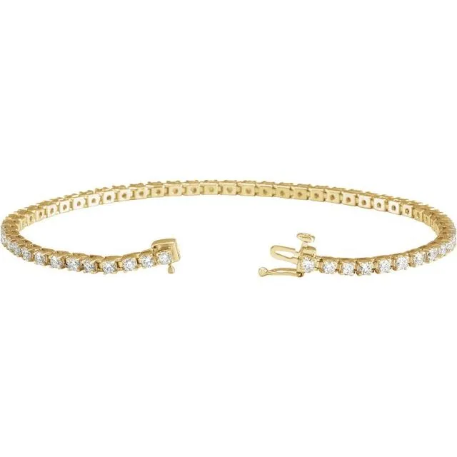14K Yellow Gold 3 CTW Natural Diamond Line 7 14 Bracelet TreasureFineJewelers Bracelets