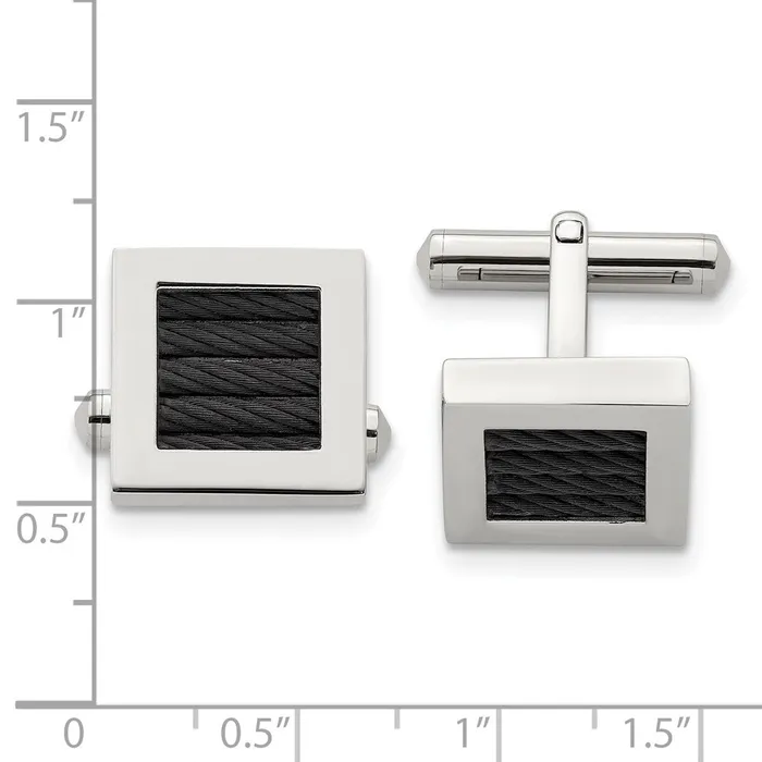 Bracelets Chisel Stainless Steel Polished Black IPplated Wire Square Cufflinks TreasureFineJewelers