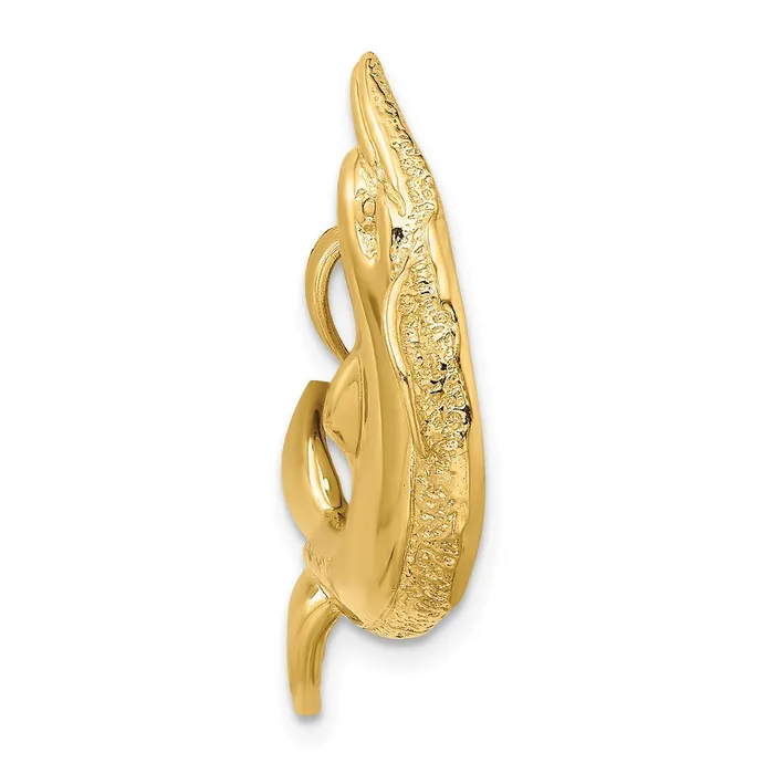 Charm Necklaces TreasureFineJewelers 14K Polished Textured Dolphin Charm