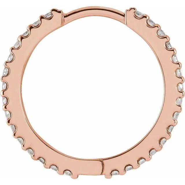 Earrings TreasureFineJewelers 14K Rose Gold 18 mm 14 CTW Natural Diamond Huggie Hoop Earring