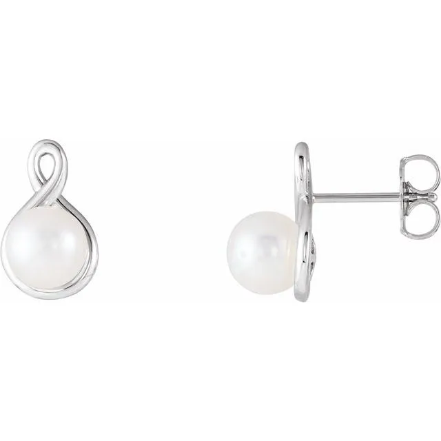 Earrings TreasureFineJewelers 14K White Gold Pearl Earrings