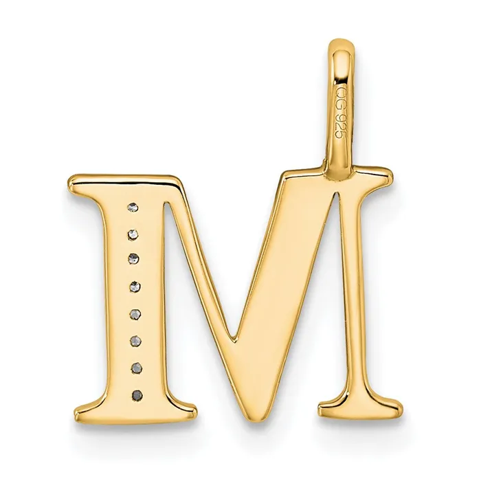 Necklaces 10k Yellow Gold Diamond Letter M Initial Pendant TreasureFineJewelers