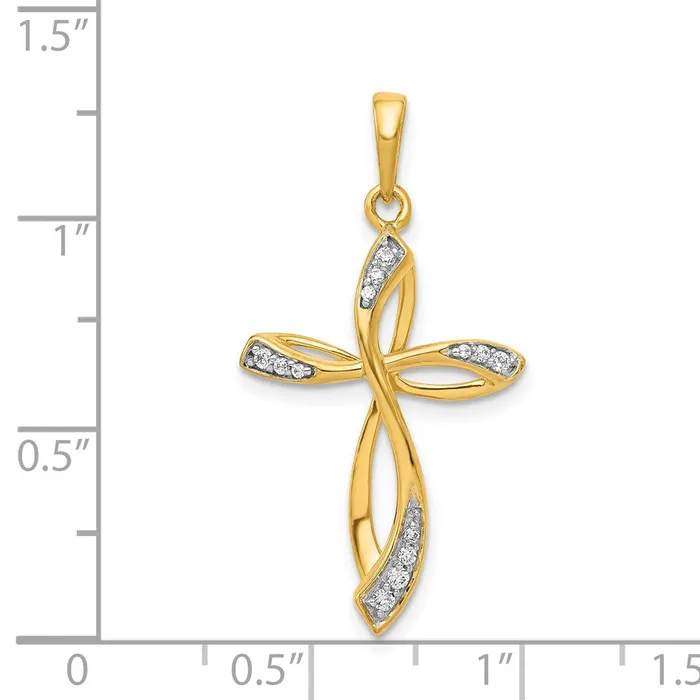 Necklaces TreasureFineJewelers 14k 110ct Diamond Cross Pendant