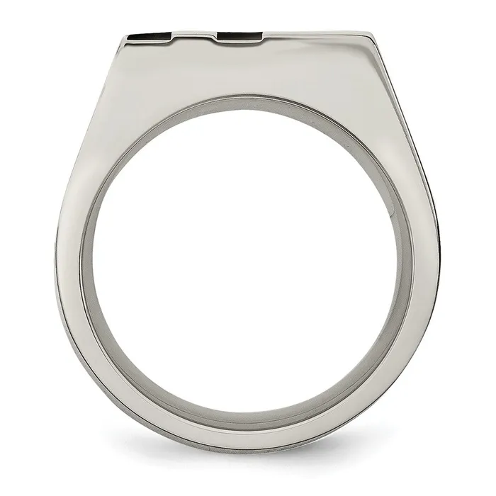 Rings TreasureFineJewelers Stainless Steel Brushed Black IPplated wCZ Signet Ring