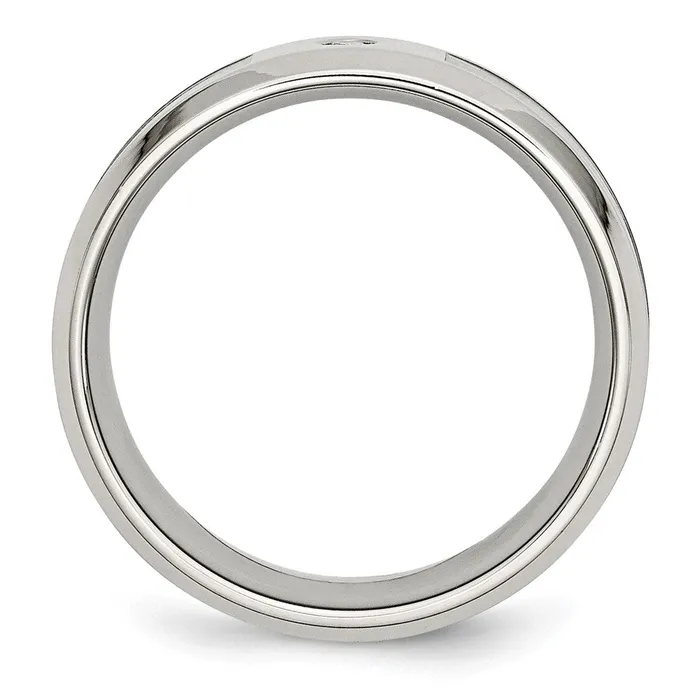 Rings TreasureFineJewelers Stainless Steel Polished Camouflage 03ct Diamond 8mm Band