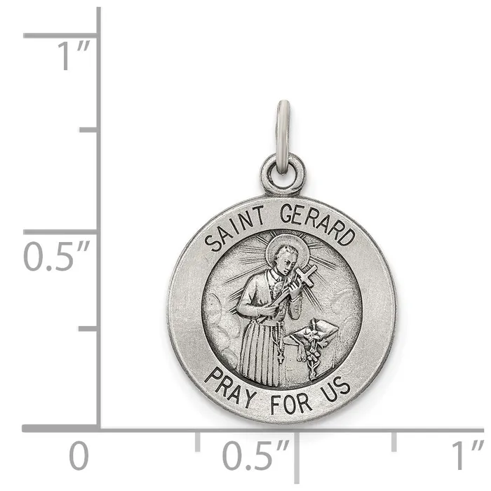 Rings TreasureFineJewelers Sterling Silver Antiqued Saint Gerard Medal