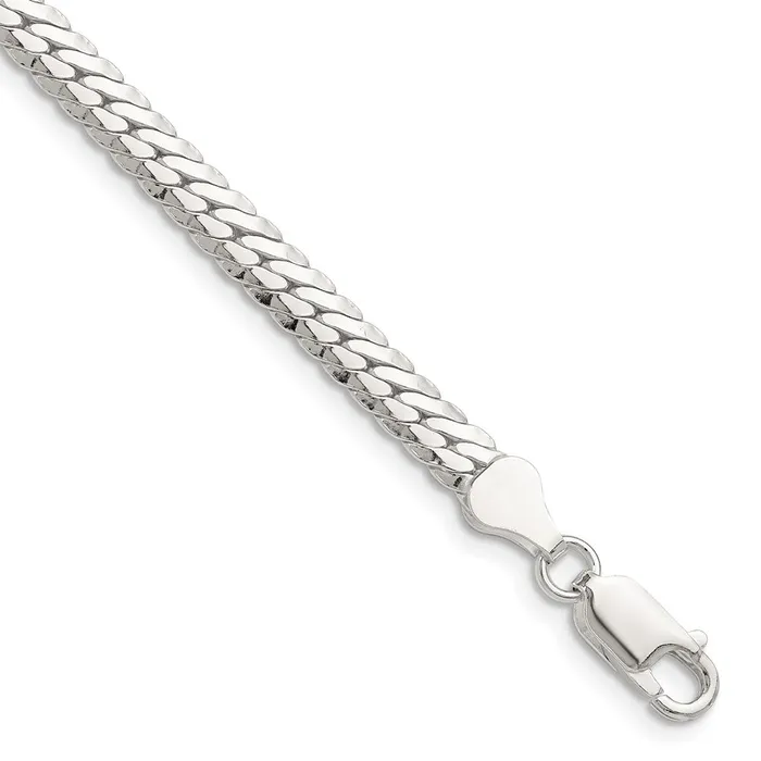 Rings TreasureFineJewelers Sterling Silver Polished 51mm Double Oval Flat Chain Rings TreasureFineJewelers Sterling Silver Polished 51mm Double Oval Flat Chain
