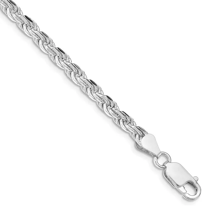 Rings TreasureFineJewelers Sterling Silver Rhodiumplated 425mm Diamondcut Rope Chain Rings TreasureFineJewelers Sterling Silver Rhodiumplated 425mm Diamondcut Rope Chain